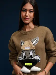 ESPYR By Tokyo Talkies Tokyo Talkies Women Embellished Round Neck Sweater