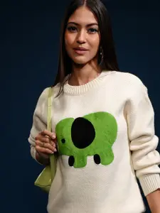 ESPYR By Tokyo Talkies Women Embellished Round Neck Sweater