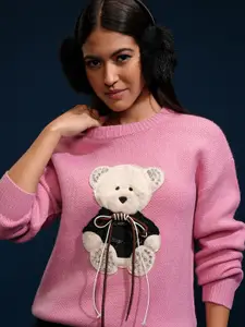 ESPYR By Tokyo Talkies Tokyo Talkies Women Embellished Round Neck Sweater