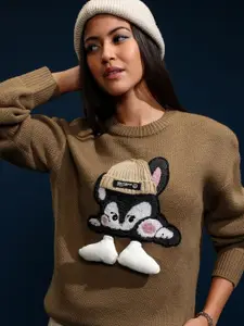 ESPYR By Tokyo Talkies Tokyo Talkies Women Embellished Round Neck Sweater