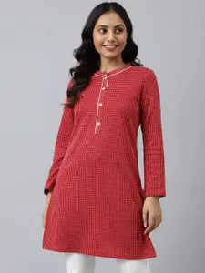 AURELIA Geometric Printed Mandarin Collar Straight Kurti