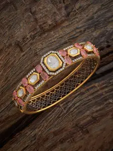 Kushal's Fashion Jewellery Victorian-Plated Kundan Studded Kada Bangle