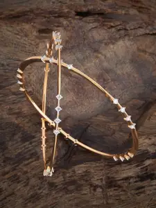 Kushal's Fashion Jewellery Set Of 2 Rhodium-Plated Cubic Zircon Studded Bangle