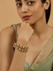 Kushal's Fashion Jewellery Embellished Bridal Pack Of 2 Victorian-Plated Kundan  Bangles