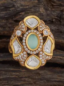 Kushal's Fashion Jewellery Victorian-Plated Kundan-Studded Adjustable Finger Ring