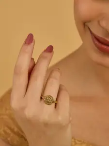 Kushal's Fashion Jewellery Gold-Plated Ethnic Antique Finger Ring