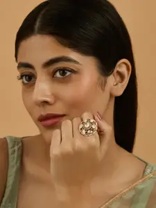 Kushal's Fashion Jewellery Victorian-Plated Stone-Studded Adjustable Finger Ring