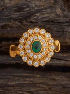 Kushal's Fashion Jewellery Embellished Bridal 92.5 Gold-Plated Stone-Studded Finger Ring