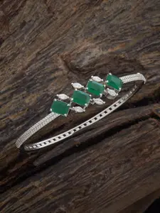Kushal's Fashion Jewellery Rhodium-Plated Cubic Zircon Studded Kada Bangle
