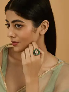 Kushal's Fashion Jewellery Embellished Bridal Victorian-Plated  Adjustable Finger Ring