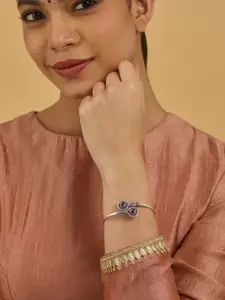 Kushal's Fashion Jewellery 92.5 Pure Silver-Plated Artificial Stone Studded Kada Bangle