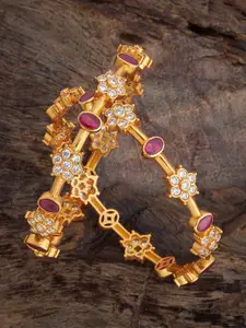 Kushal's Fashion Jewellery Embellished Bridal 92.5 Gold-Plated Artificial Stone Bangles