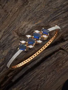 Kushal's Fashion Jewellery Rhodium-Plated Cubic Zircon Studded Kada Bangle