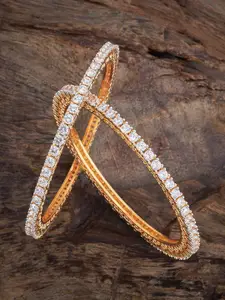 Kushal's Fashion Jewellery Pack Of 2 Gold Plated Cubic Zircon Studded Bangles