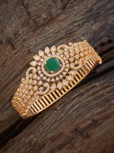 Kushal's Fashion Jewellery Gold-Plated Cubic Zircon Studded Kada Bangle