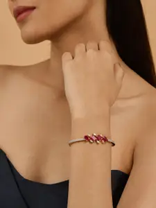 Kushal's Fashion Jewellery Gold-Plated Cubic Zircon Studded Kada Bangle