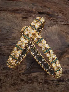 Kushal's Fashion Jewellery Embellished Bridal Pack Of 2 Victorian-Plated Kundan Bangles