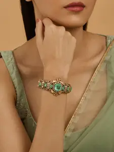 Kushal's Fashion Jewellery Embellished Bridal Victorian-Plated Kundan Kada Bangle