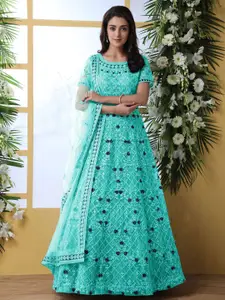JULEE Floral Embroidered Net Gown Ethnic Dress With Dupatta