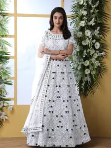 JULEE Women Floral Embroidered Net Fit & Flare Maxi Dress