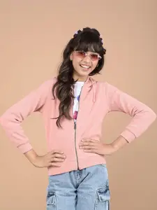 Crimsoune Club Girls Hooded Front-Open Sweatshirt