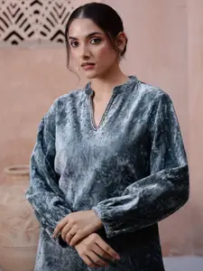 Sangria Mandarin Collar Top & Trouser