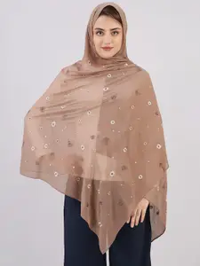 IDH London Women Earthy Elegance Embroidered Hijab Georgette Scarf