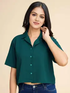 Fashion Ritmo Lapel Collar Shirt Style Crop Top