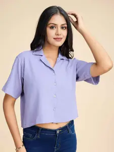 Fashion Ritmo Women Ethnic Crepe Shirt Style Crop Top