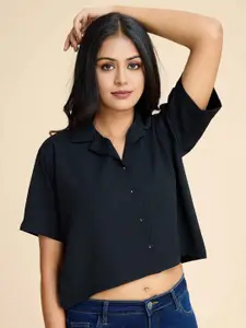 Fashion Ritmo Women Cotton Shirt Style Crop Top