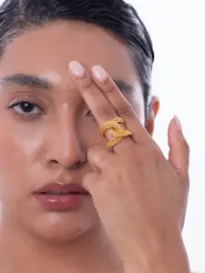 Ethnic Andaz Gold Plated Double-Knotted Rope Finger Ring