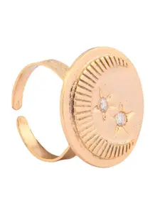 Ethnic Andaz Gold-Plated American Diamond Stone-Studded Adjustable Finger Ring