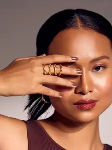 Ethnic Andaz Gold-Plated Textured Adjustable Finger Ring