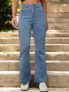 DOLCE CRUDO Women Bootcut High-Rise Light Fade Stretchable Jeans