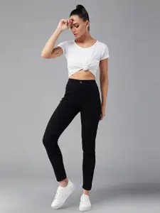 DOLCE CRUDO Women Skinny Fit High-Rise Heavy Fade Stretchable Jeans