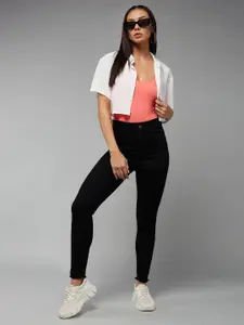 DOLCE CRUDO Women Skinny Fit High-Rise Heavy Fade Stretchable Jeans