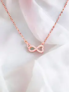 Luxevogue 925 Sterling Silver 18K Rose Gold Plated Infinite Love Pendant Necklace with Chain