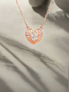 Luxevogue 925 Sterling Silver 18K Rose Gold Plated Heart Shape Pendant Necklace