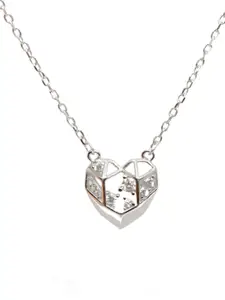 Luxevogue 925 Sterling Silver Rhodium Plated Heart Pendant Necklace