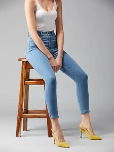 DOLCE CRUDO Women Skinny Fit High-Rise Light Fade Stretchable Jeans