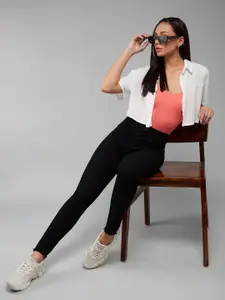 DOLCE CRUDO Women Skinny Fit High-Rise Heavy Fade Stretchable Jeans