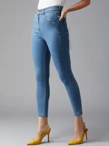 DOLCE CRUDO Women Skinny Fit High-Rise Light Fade Stretchable Jeans