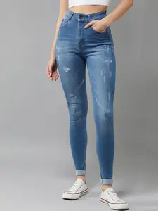 DOLCE CRUDO Women Skinny Fit High-Rise Mildly Distressed Stretchable Jeans