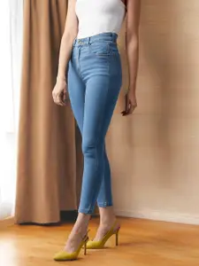 DOLCE CRUDO Women Skinny Fit High-Rise Light Fade Stretchable Jeans