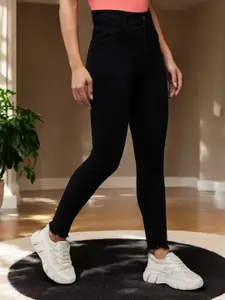 DOLCE CRUDO Women Skinny Fit High-Rise Heavy Fade Stretchable Jeans