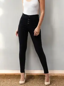 DOLCE CRUDO Women Skinny Fit High-Rise Heavy Fade Stretchable Jeans