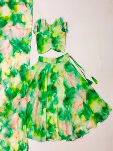 BAESD Girls Printed Tie and Dye Ready to Wear Lehenga & Blouse With Dupatta