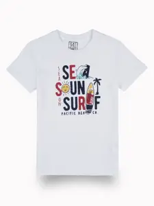 Gini and Jony Boys Typography Printed Round Neck Cotton T-shirt