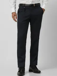 V Dot Men Textured Slim Fit Formal Trousers