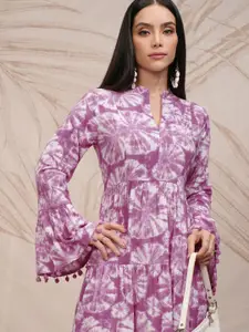 Vishudh Women Printed Midi Tie Fit Flare Dress